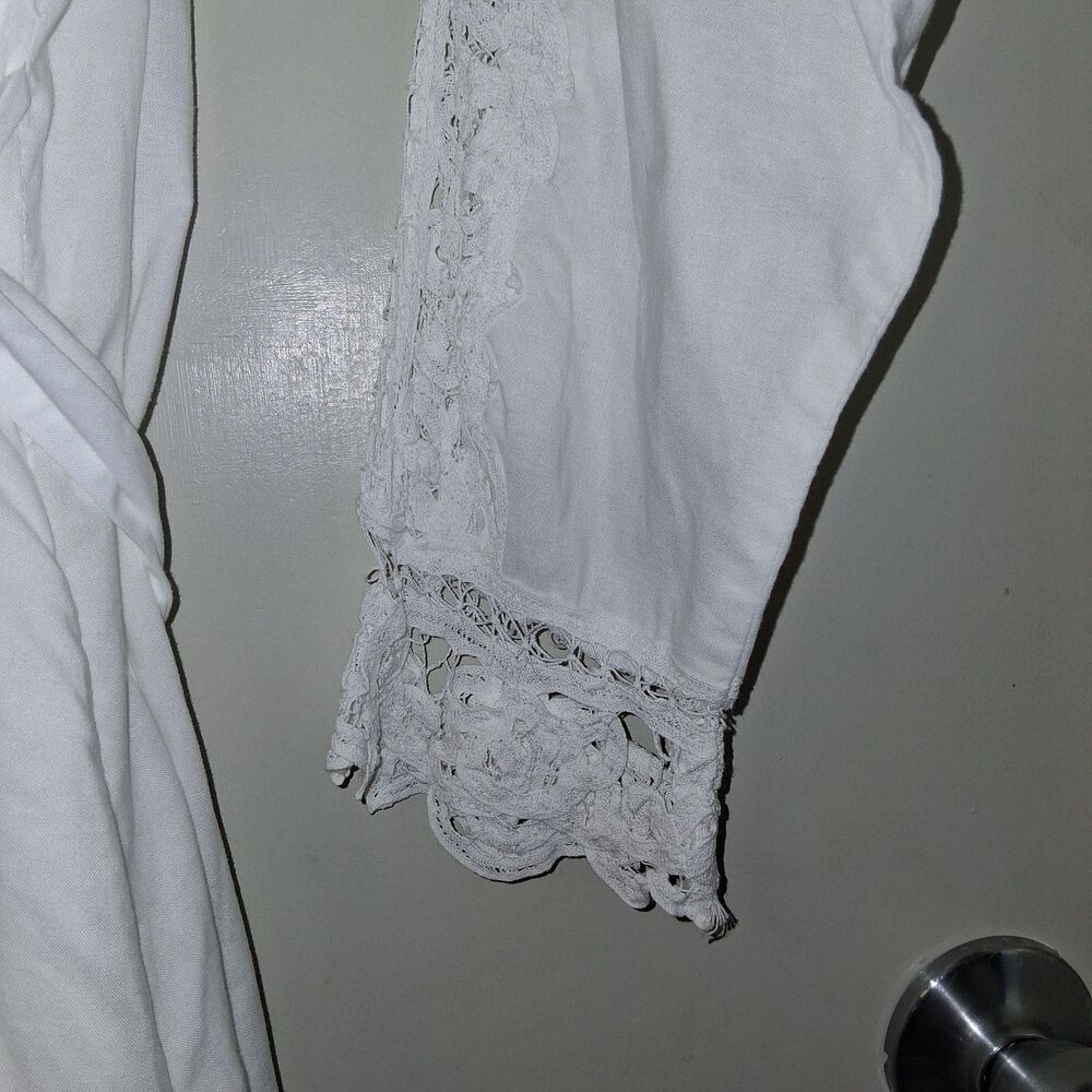 Vintage Victoria Secret Gold Label Cotton Battenburg Lace Maxi Robe White PS - Picture 6 of 12